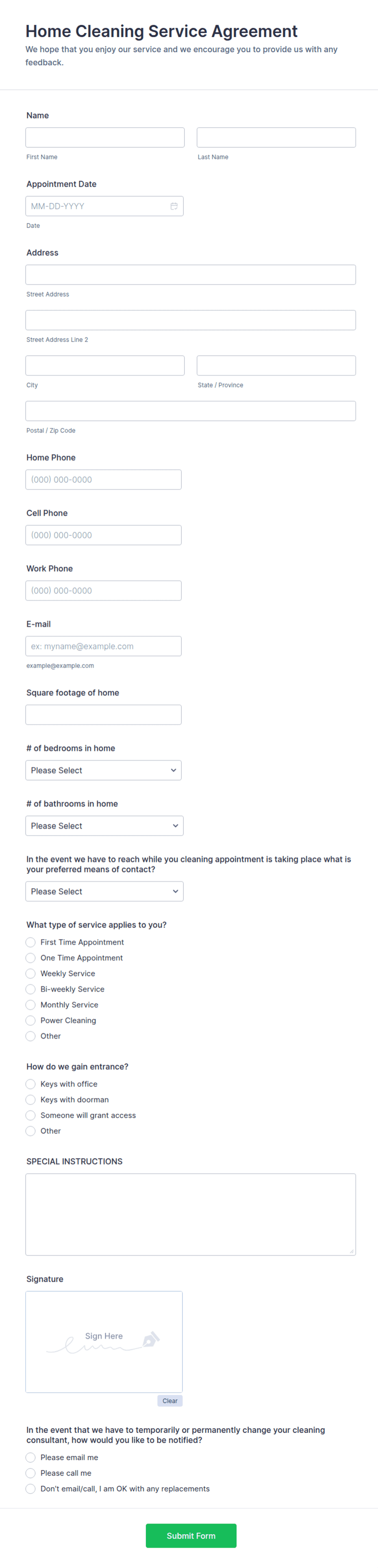 Preview of Cleaning Service Agreement Template