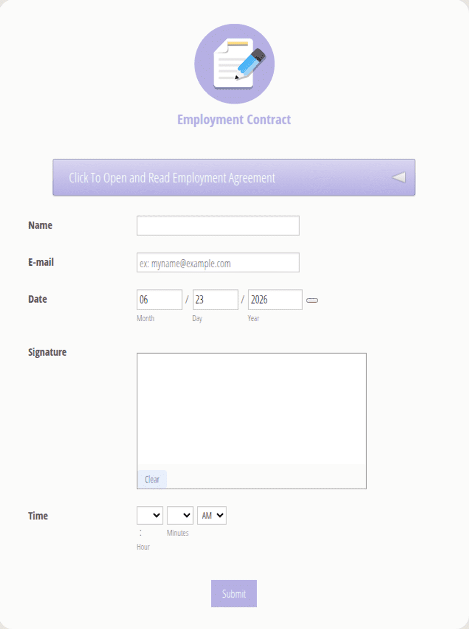 Employment Contract Template: Jotform