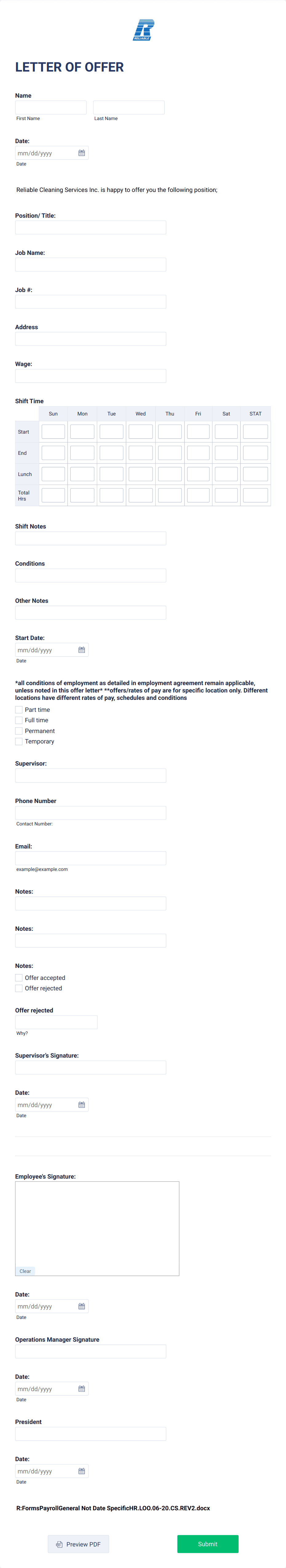 Job Offer Letter Template: Jotform