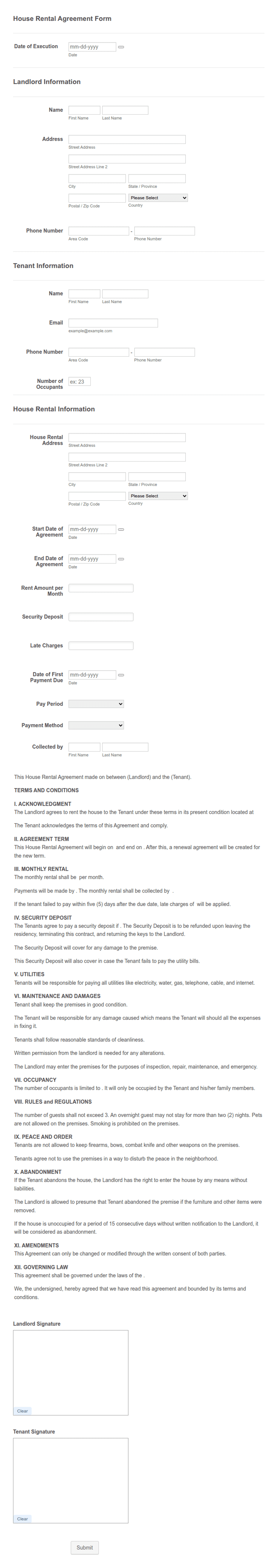 Lease Agreement Template: Jotform