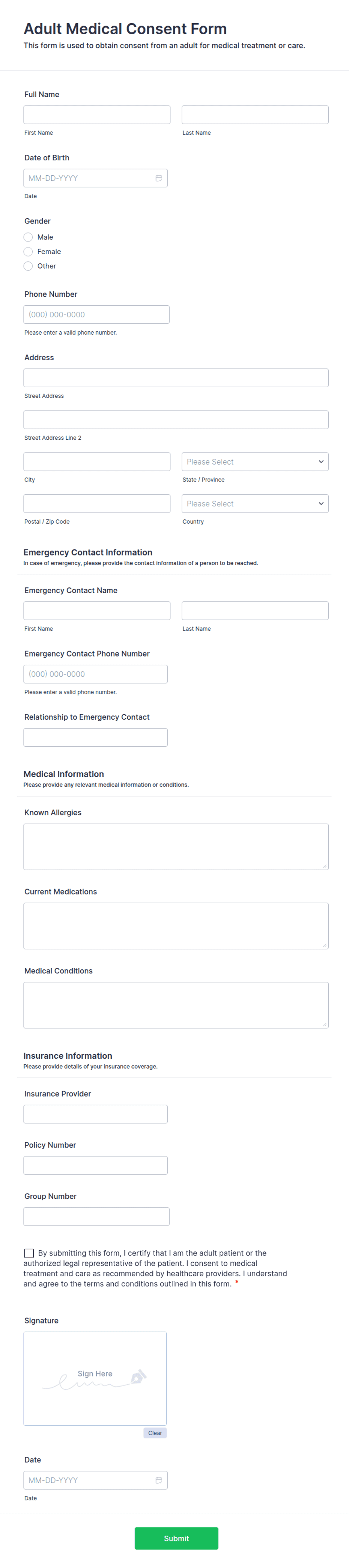 Medical Consent Form Template: Jotform