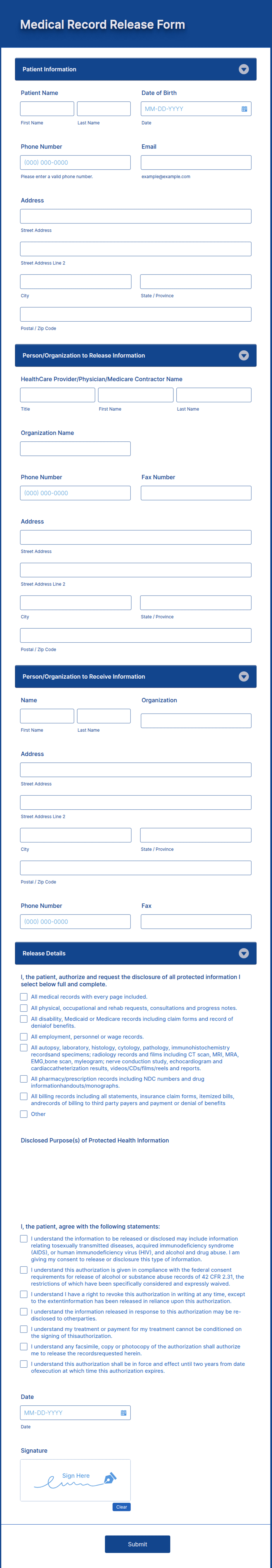 Preview of Medical Records Release Form Template