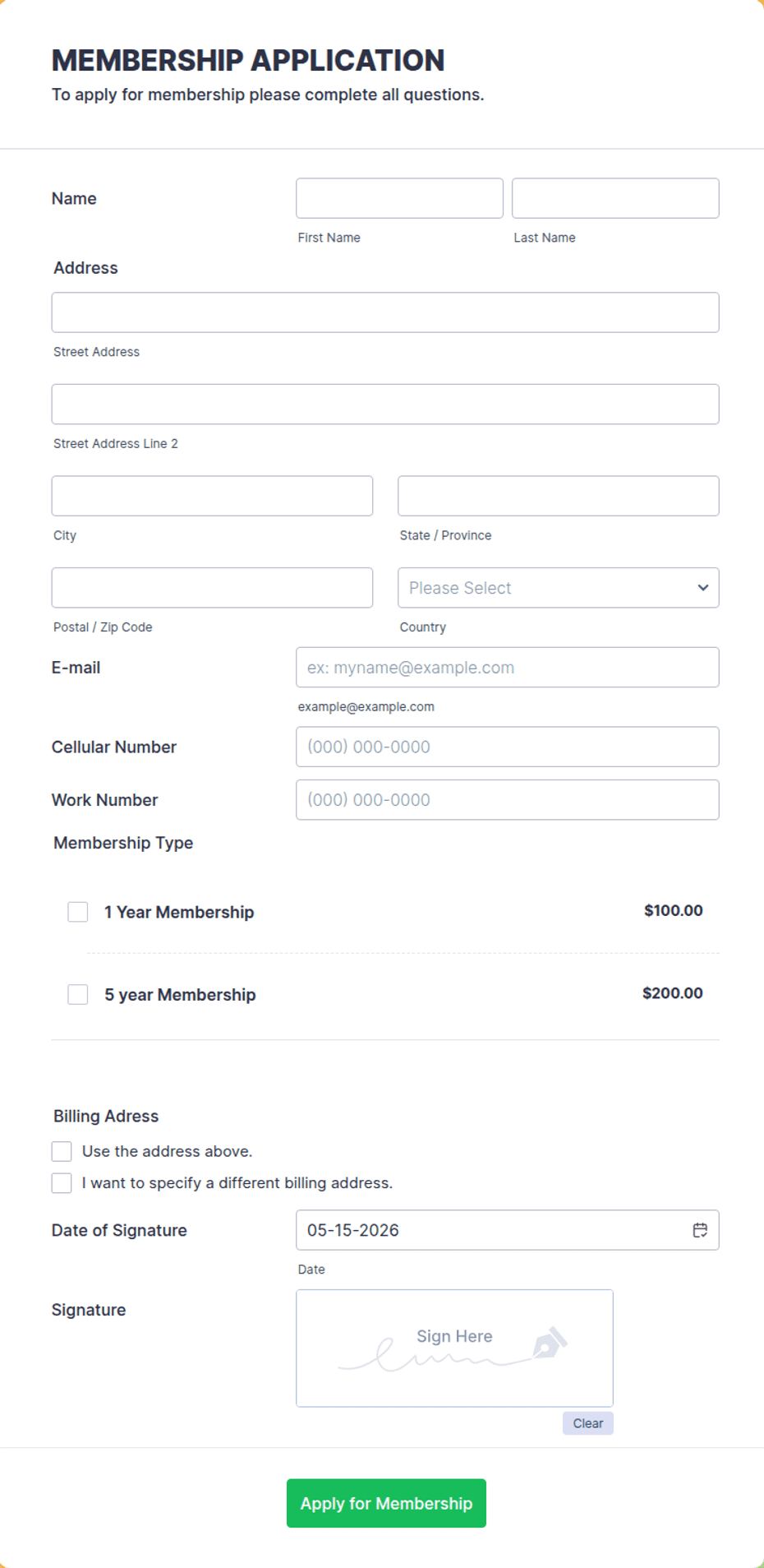 Membership Agreement Template: Jotform