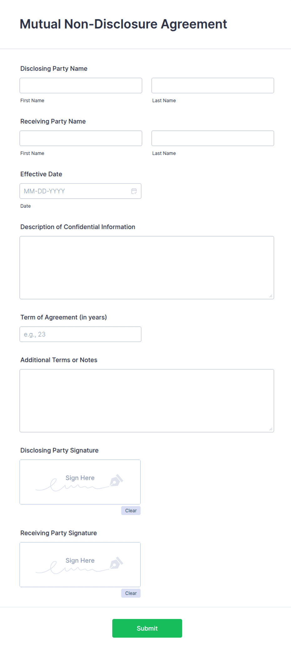 Mutual NDA Template: Jotform