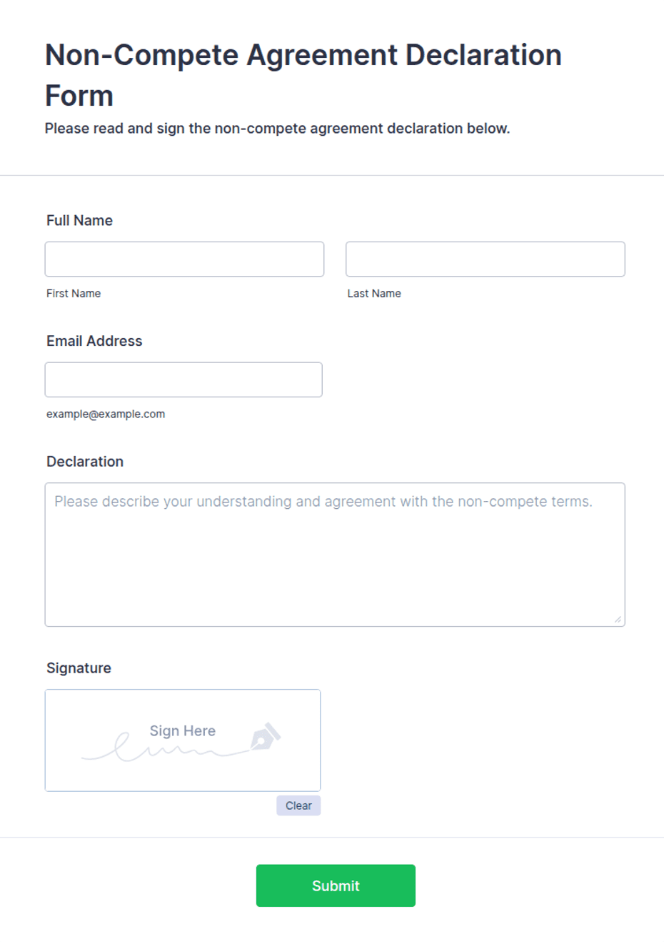 Preview of Non-Compete Agreement Template