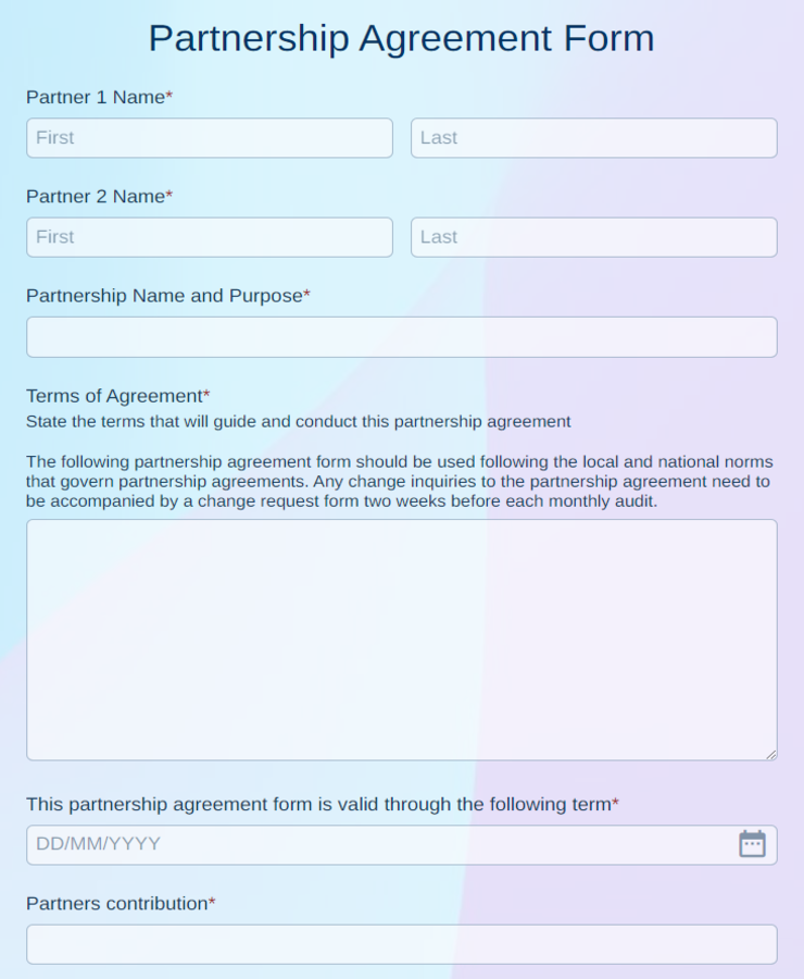 Partnership Agreement Template: 123FormBuilder