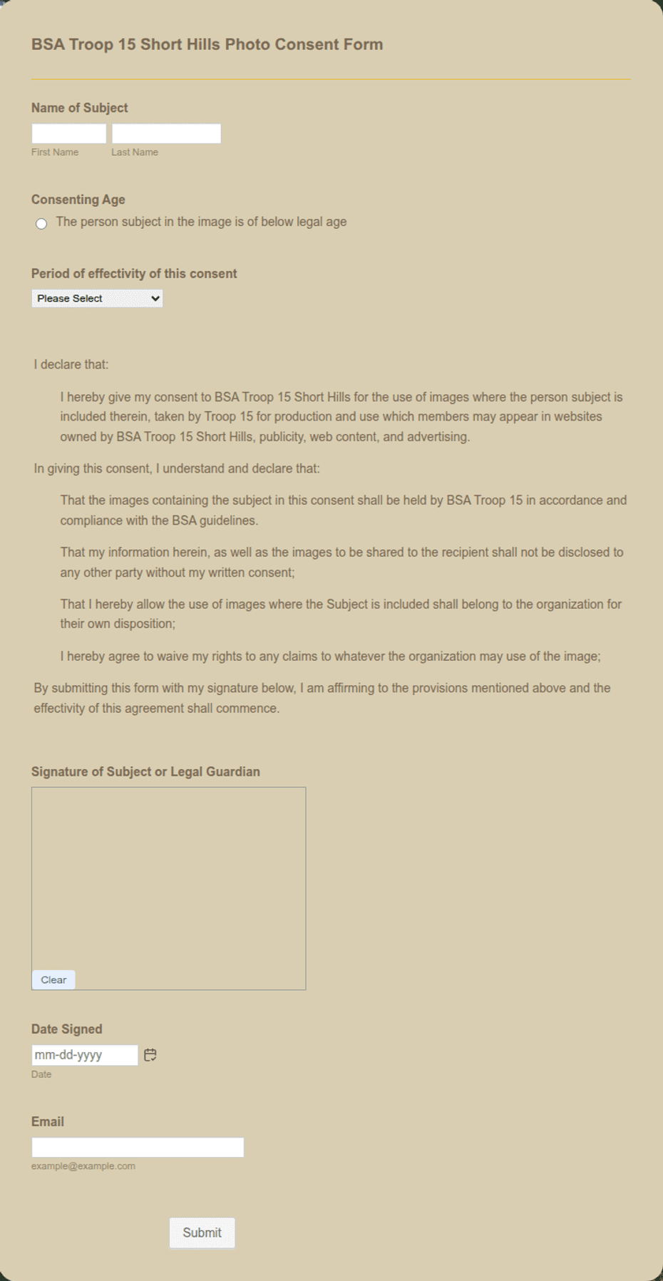 Photo Consent Form Template: Jotform