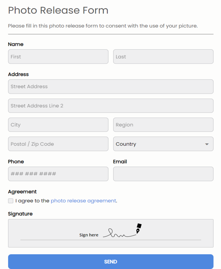 Photo Release Form Template: 123FormBuilder