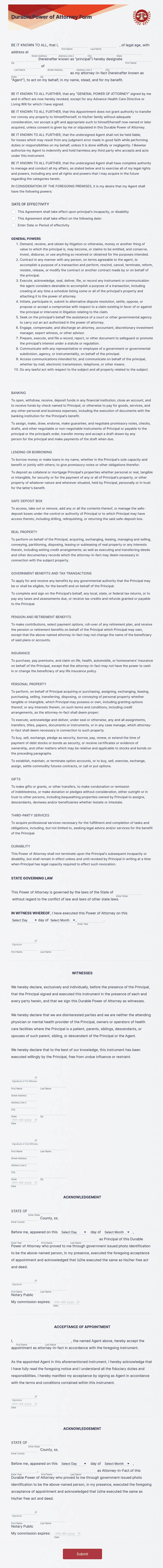 Power of Attorney Template: Jotform