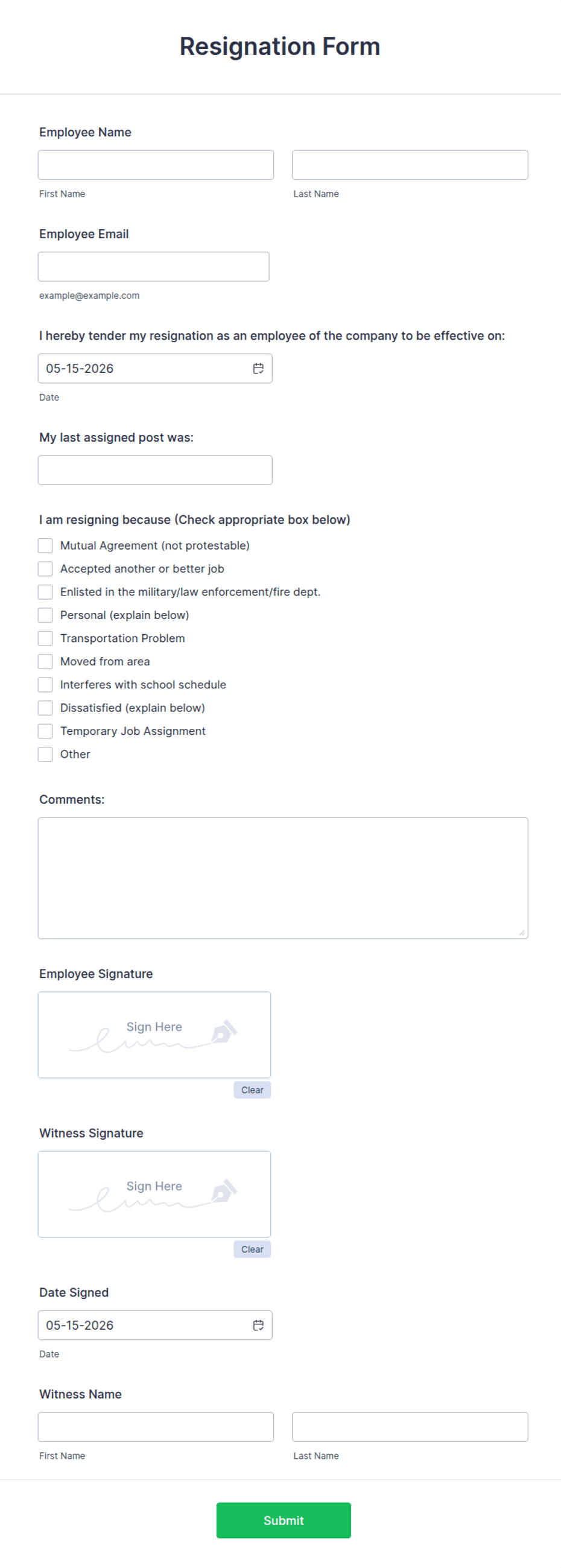 Preview of Resignation Acknowledgment Template
